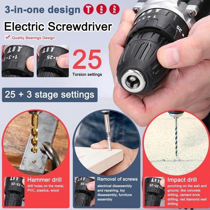 PHIMO 699VF Mesin Bor Baterai Tangan Cordless Drill Battery impact drill Cordless Electric Drill Imp