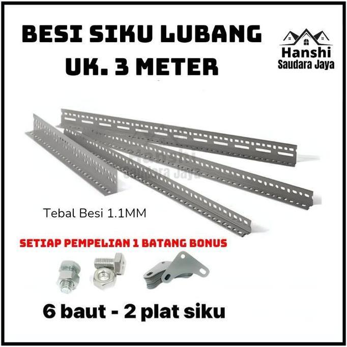 YUKAAME [Isi 10 Pcs] Besi Siku / Rak Siku / Siku Lubang besi / siku rak barang 3 meter / rak siku lu