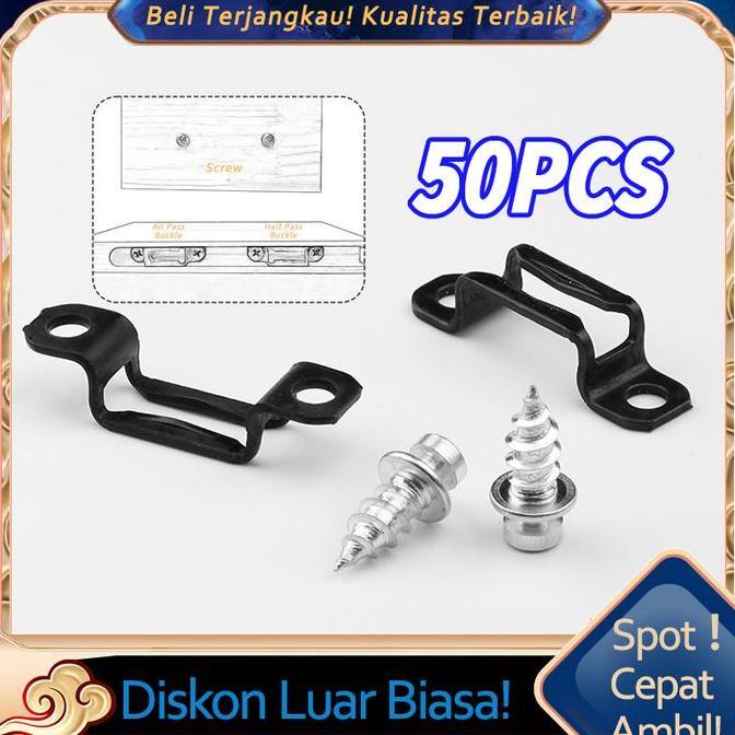 MVO 50pcs Plat Knock Down Skrup/Wall Panel Clip Connector Plat Skrup Besi Hitam Knock Down Fitting