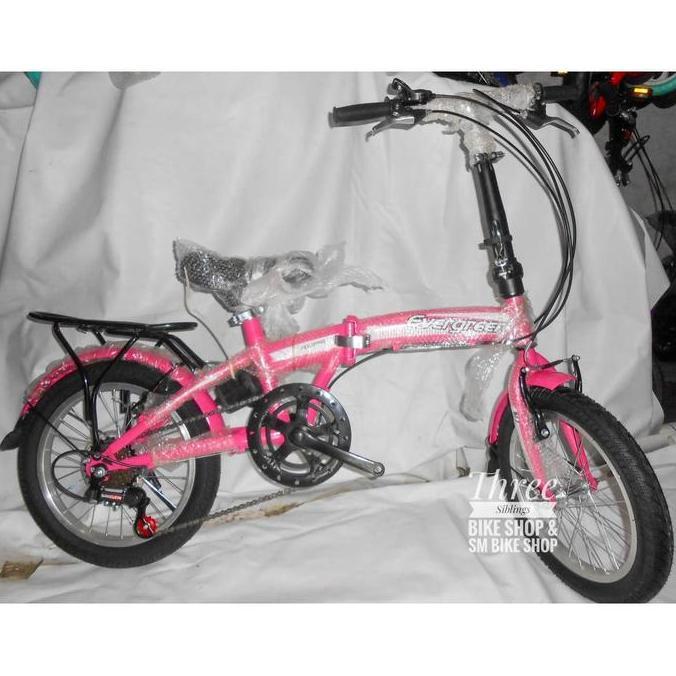 Terlaris Sepeda Lipat Evergreen 16 Inch Warna Pink