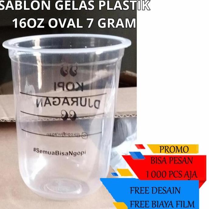TERBARU - sablon cup plastik 16oz oval murah