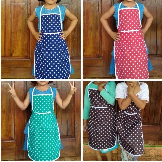 Bestgood- Celemek anak TK,SD apron anak Polkadot perempuan laki-laki/celmek anak perempuan laki-laki