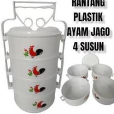 HOT PRODUCT Rantang Ayam Jago Plastik 4 Susun / Rantang Susun Plastik Ayam Jago