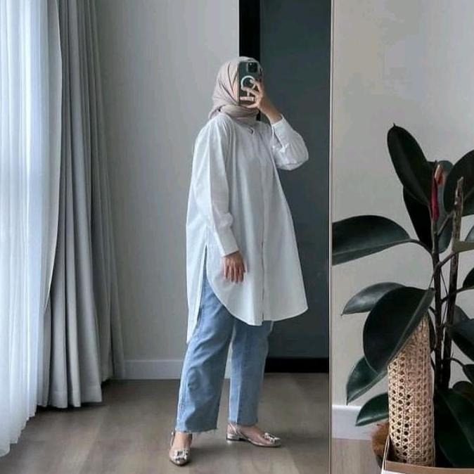 Long Tunik Cotton Linen/Tunik Linen Standar-Jumbo