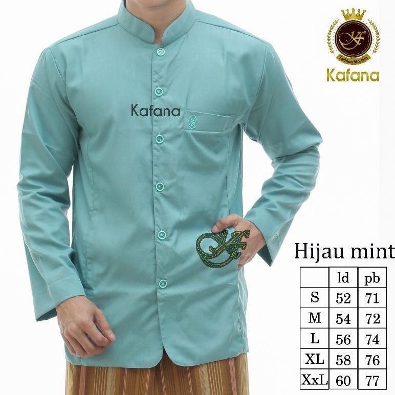 FAVORIT Koko Semi jas Kafana | Baju Koko Haibah Polos | Baju Koko Pria Lengan Panjang | Koko Terompa