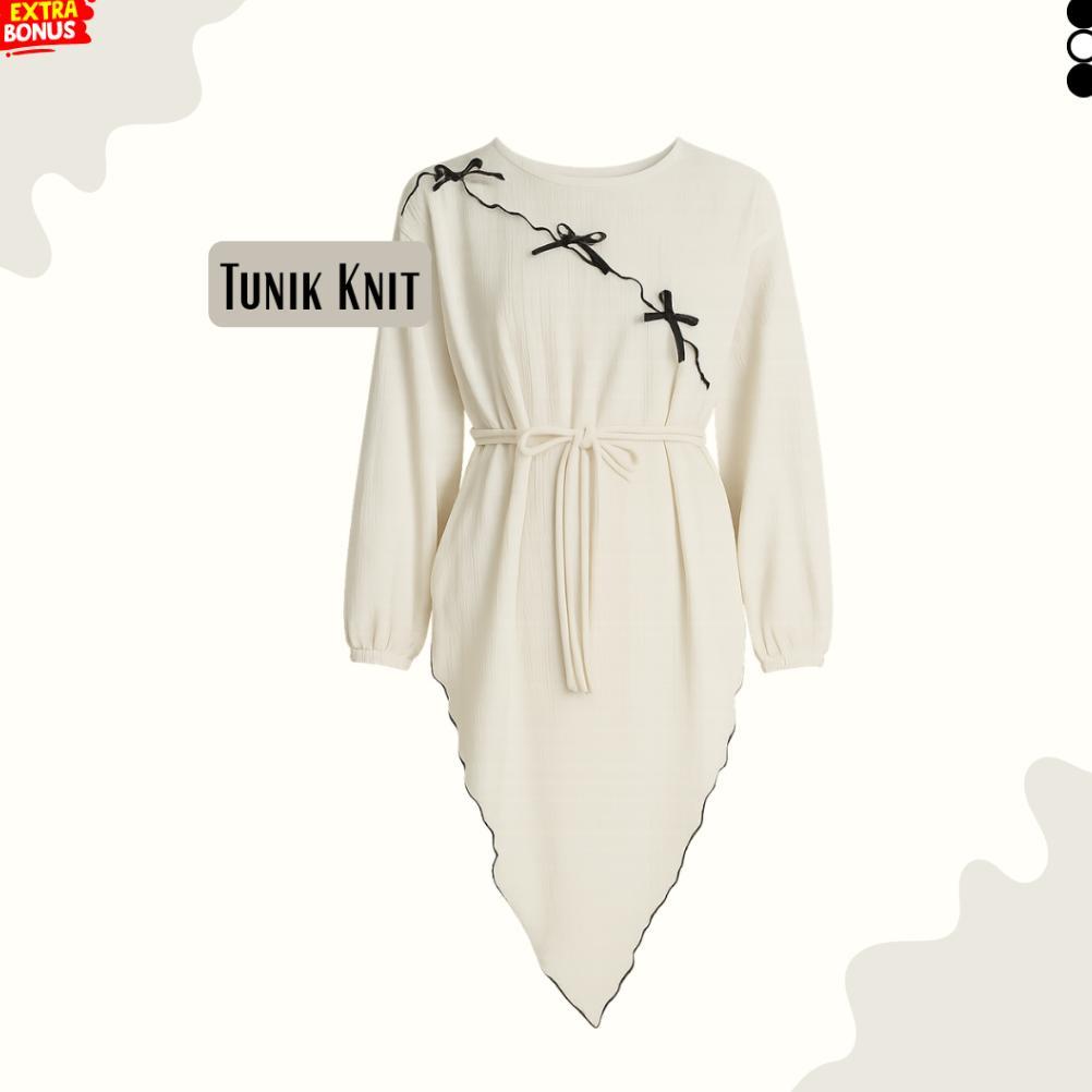 hot tiafa set outfit wanita hijab ( tunik knit + rok span + jilbab ) setelan ootd muslimah kekinian