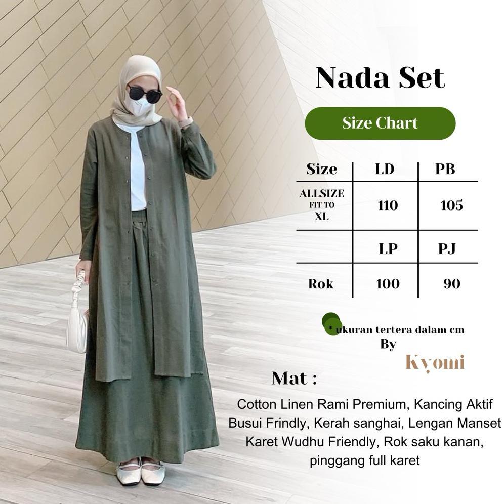 kualitas super nada set rok bahan linen rami premium by kyomi-one set rok tunik syari muslimah terba