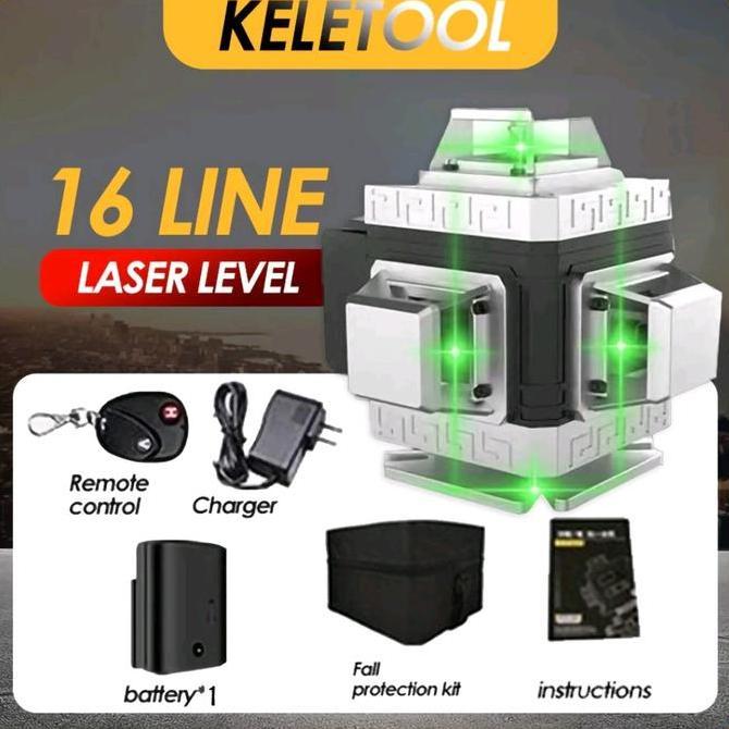 WATERPAS LASER WATERPASS LOT LEVELING LASER 16 LINE 4D 360 SINAR HIJAU AKURASI MESIN OTOMATIS DIRATA