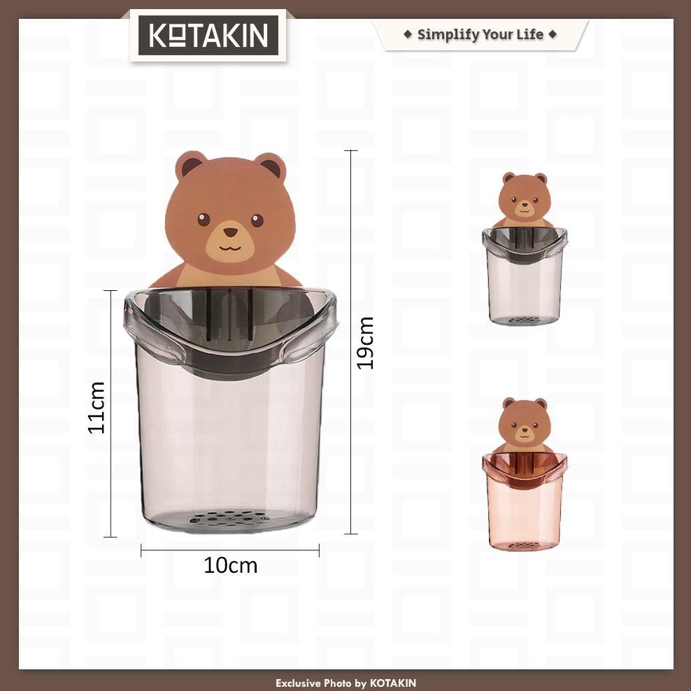 HOT SALE KOTAKIN TEMPAT SIKAT GIGI TEMPEL DINDING KAMAR MANDI HOLDER BEAR RAK ODOL BRUSH SABUN ANAK 