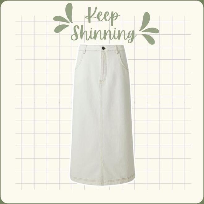 Rok Jeans Wanita Panjang Putih Denim Tebal Cewek