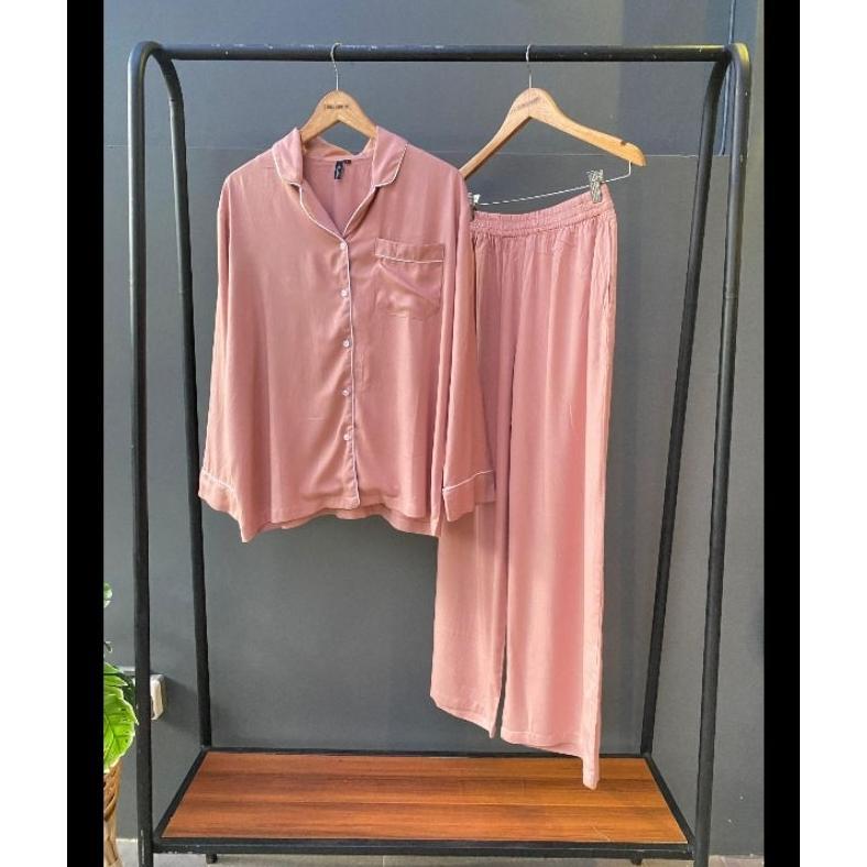 hot deals setelan baju tidur piyama couple pasangan bunda ayah fit l- xxl lezahrasignature piama len