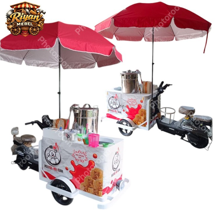 GEROBAK SEPEDA LISTRIK BAKSO KELILING KOMPLIT FREE ONGKIR