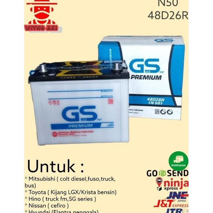 Aki basah mobil colt diesel N50 GS 12v50ah 12v 50ah