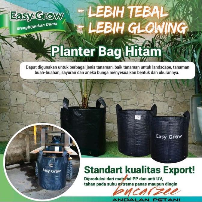 Easy Grow Planter Bag Hitam 100 Liter. Bahan Tebal Bulat Round Bottom