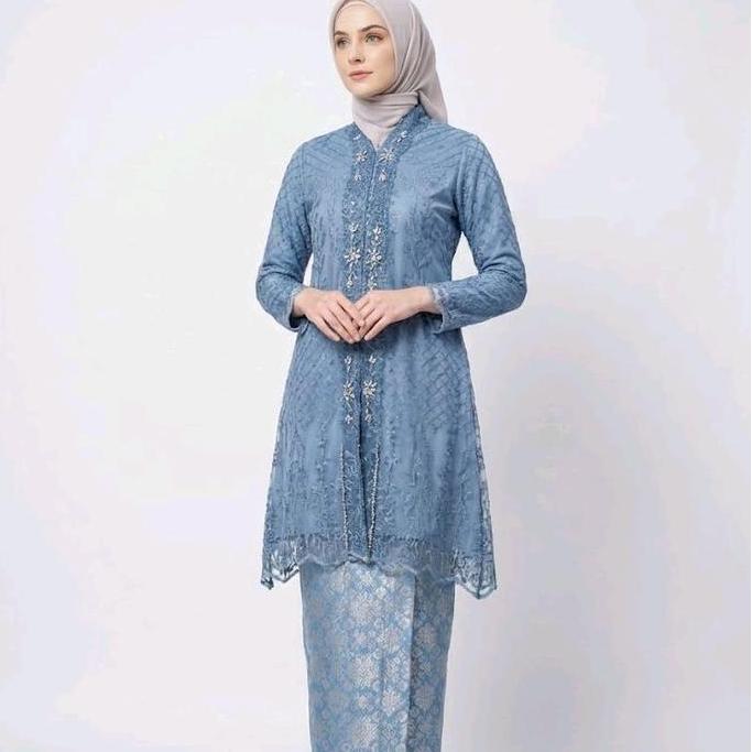 DA41 - Ready Jumbo ~ Stelan Kebaya Brokat Modern Tunik Kartini Floy LD 125 130 Mewah Elegan Pesta Wi