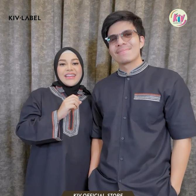 KIV Sarimbit Navy Bayanaka Series Lebaran Baju Muslim Raya Keluarga Family Set Couple Gamis Pasangan