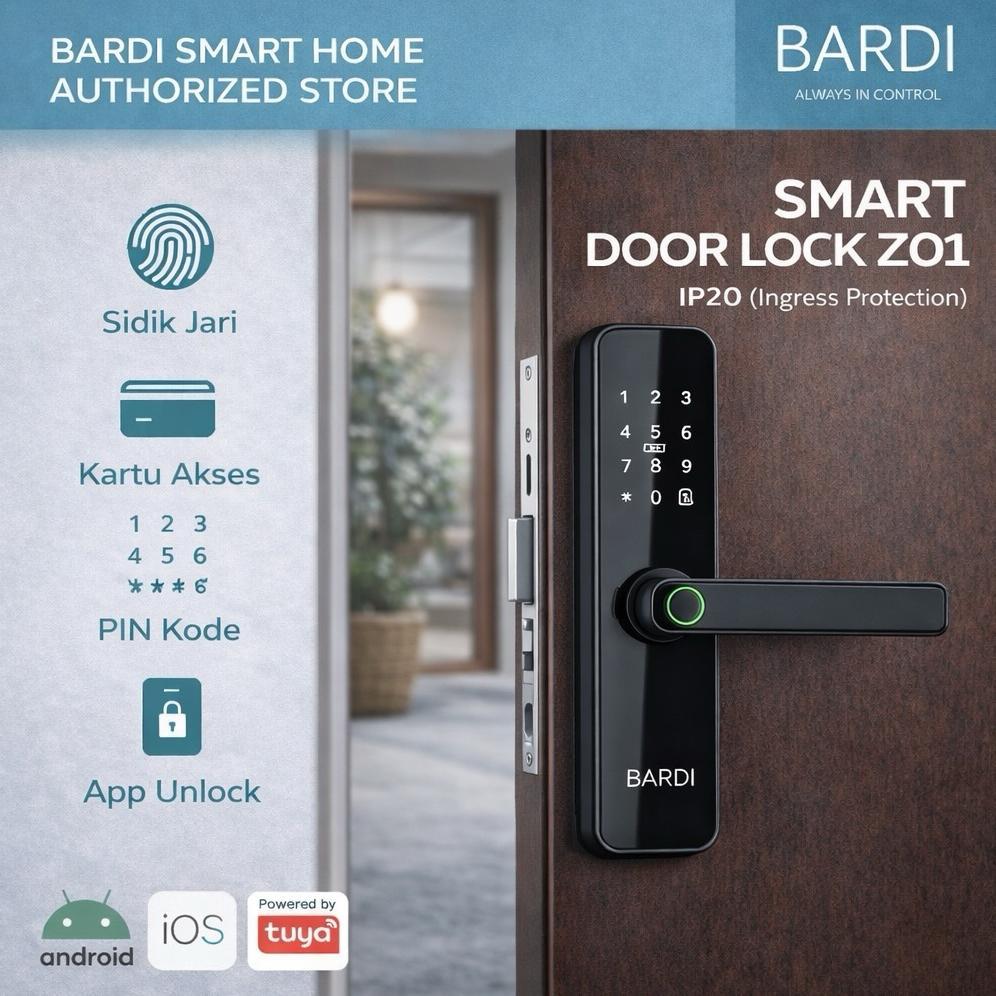 BARDI Door Lock with Handle / Z01 / LITE Gagang Kunci Pintu Fingerprint Card Digital Smart Home Ruma