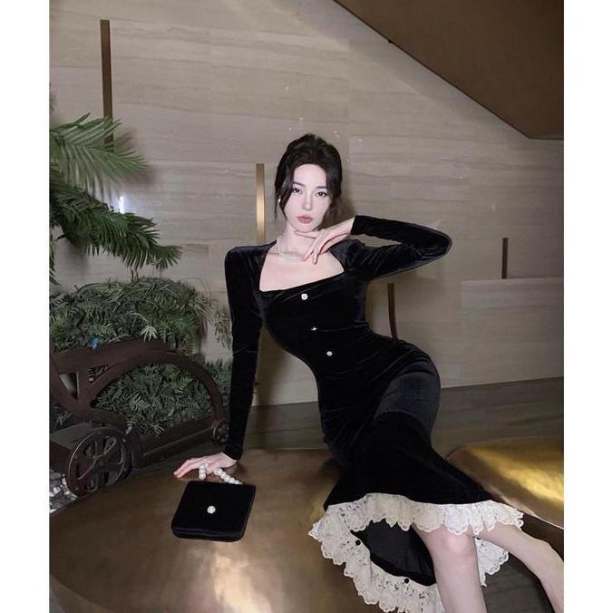 DS149 >> Newlan QZ064 Long Sexy Dress Sleeveless Gaun Sexy Panjang Tanpa Lengan  Dress rajut korea, 