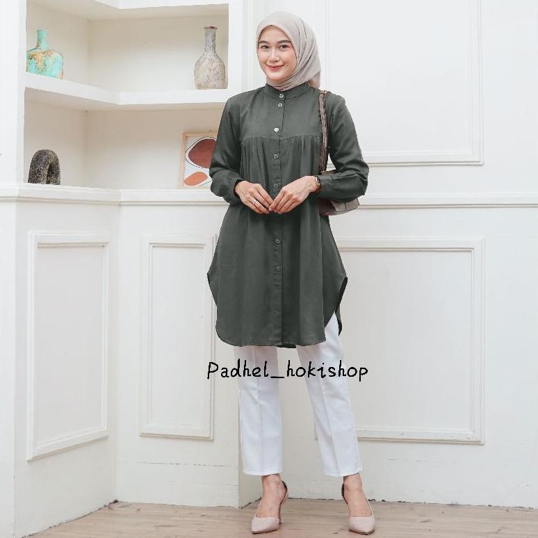 TERBARU ALUNA TUNIK / BAJU ATASAN WANITA MUSLIM TUNIC BASIC POLOS RAYON TWILL PREMIUM TUNIK PUTIH KE