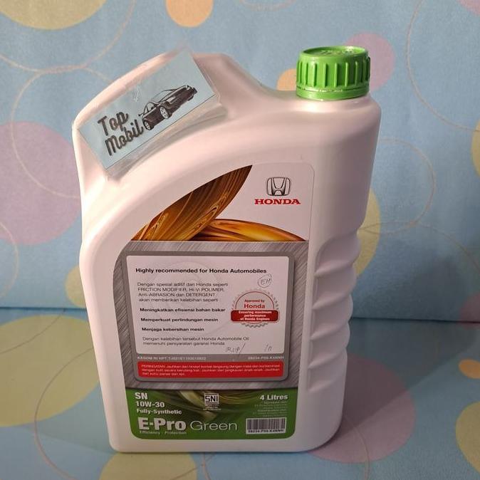 GOMOZSHOP Oli mesin Honda E Pro Green 10W-30 SN Fully Synthetic 4 Liter ORIGINAL