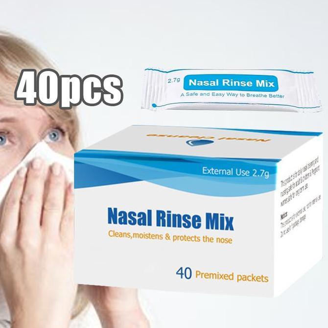 BOWATA 40Pcs Garam Cuci Hidung Waterpulse Nasal Rinse Salt Nose Nasal Sinus Rinse Cleaner box