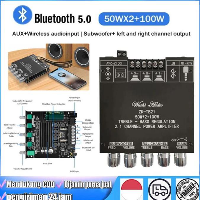 ROKAROKEON ZK-TB21/ZK-MT21 Audio Stereo Bass Power Amplifier Board  Bluetooth 5.0 50Wx2+100W Amplifi