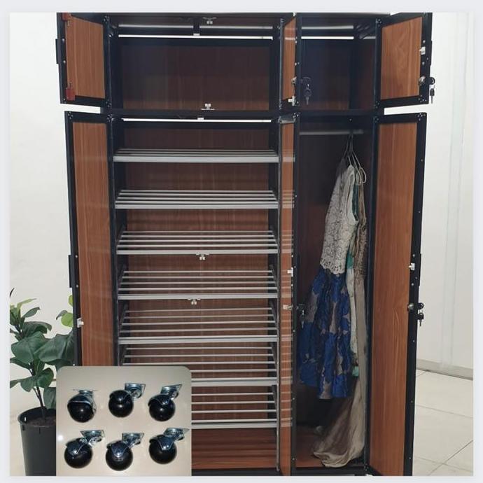 * TC ALUMINIUM LSH258 ACP 1/8 SUSUN 100X50X179 B LEMARI RAK SEPATU HELM MUAT 3 HELM 24 PASANG SEPATU