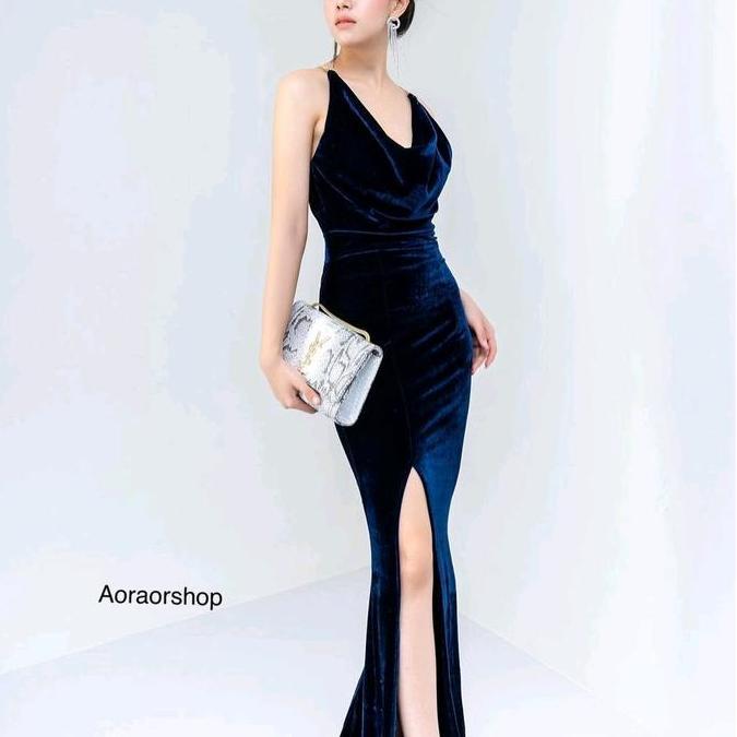 DV368 >> - Carmel Longdress Pesta Bludru Gaun Mewah Bodycon Pesta949 Dress Panjang Wanita Dress Pela