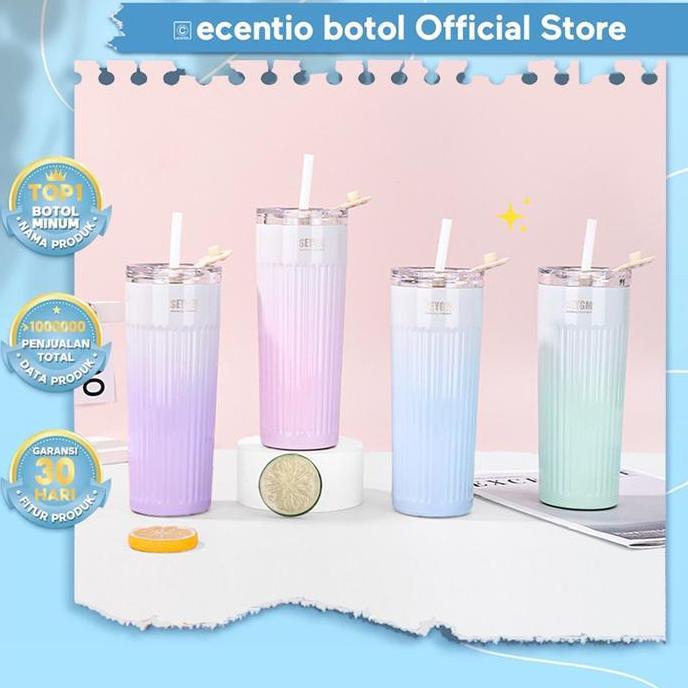 MANAZY COD Sedotan Aesthetic Tumbler Stainless Steel Botol Minum Tumbler Minum 500ml