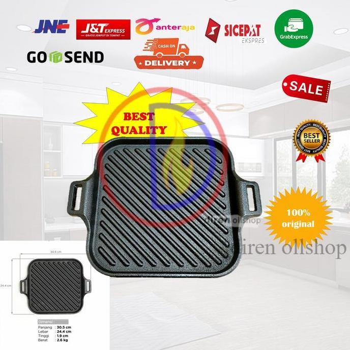 TERMURAH - Giza Grill pan/ wajan panggangan cast iron / grill pan BBQ
