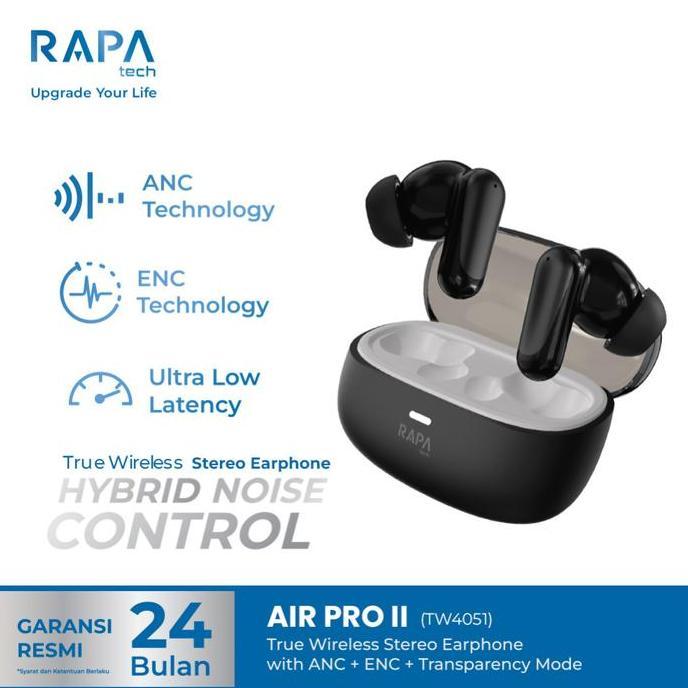 Agista_vord - RAPAtech Air PRO II TWS Bluetooth ANC and ENC Earbuds Noise Cancellation Headset Wirel