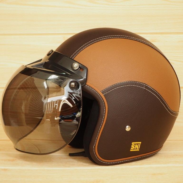 NEW BOGO HELM BOGGO CLASSIC GLOSSY SNI DEWASA PRIA DAN WANITA HELMET RETRO KLASIK LEATHER SINTETIS K