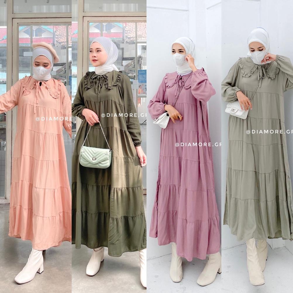 Levo Midi Dress / Midi Dress Ruffle Fashion Muslim Wanita