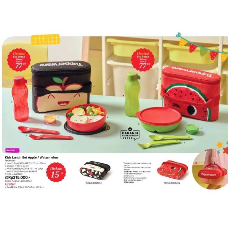 Kids Lunch Set Watermelon 1 set - lunch box bersekat paket
