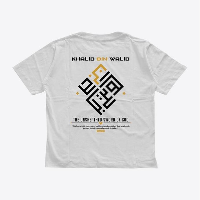Kepswah Official - Kaos Anak Khalid Bin Walid Kaligrafi - Baju Muslim Anak Islami - Kaos Dakwah Anak