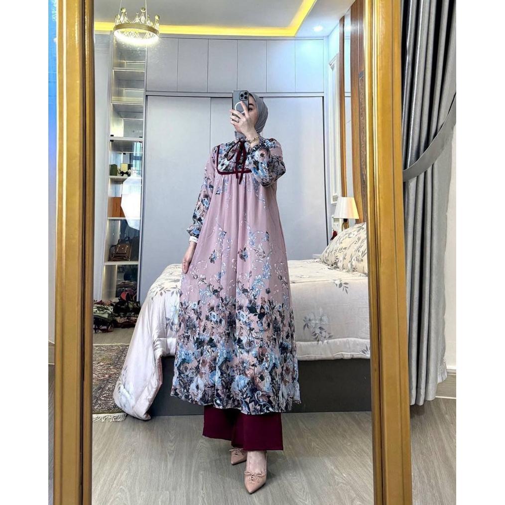 Promo  Setelan Tunik Denada Rayon Diamond Mix Crinkle Airflow