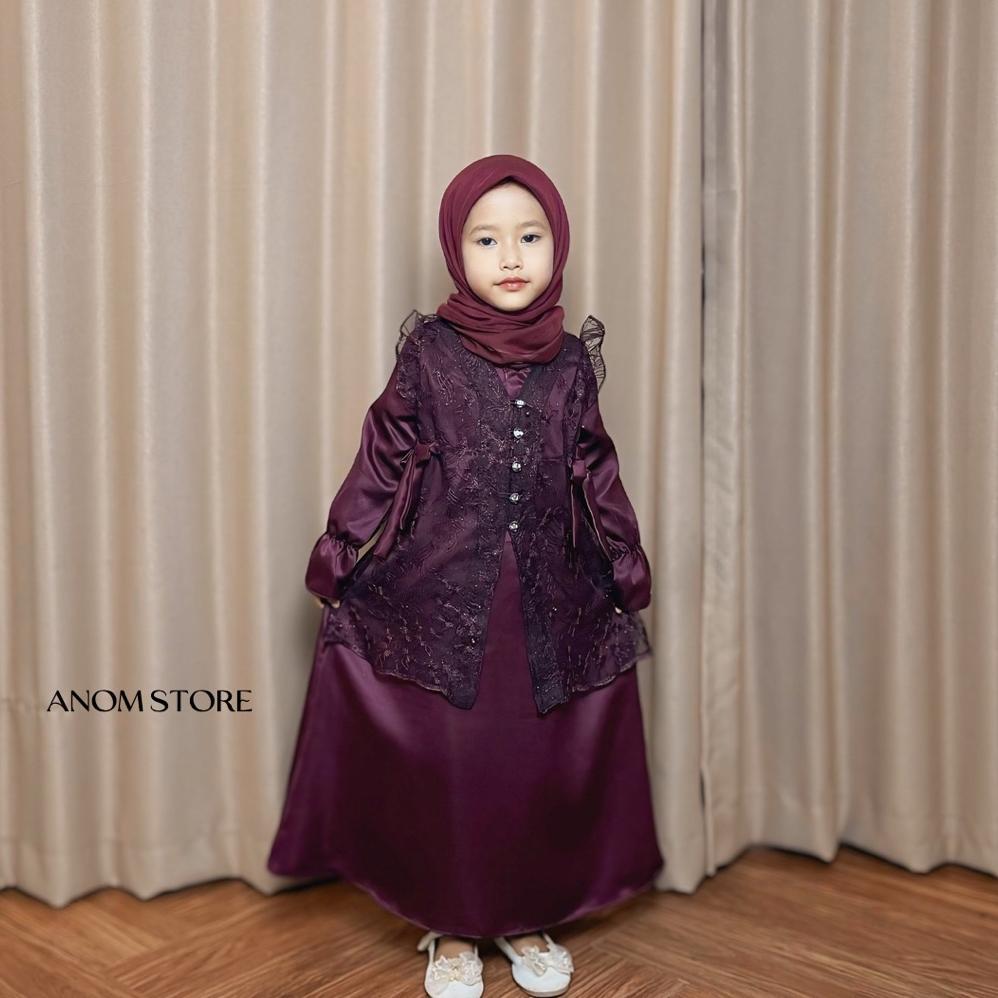 Terbaru Jasmine Dress Anak By Anomstore - Gamis Kids Anak 1 - 9 Tahun Satin Silk Brokat Semi Outer G