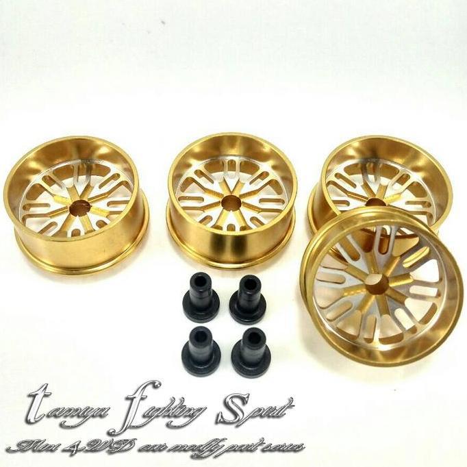 Rep Tamiya 94732 HG Aluminium Narrow Wheel / Velg ALU 8 L Gold VA8L07