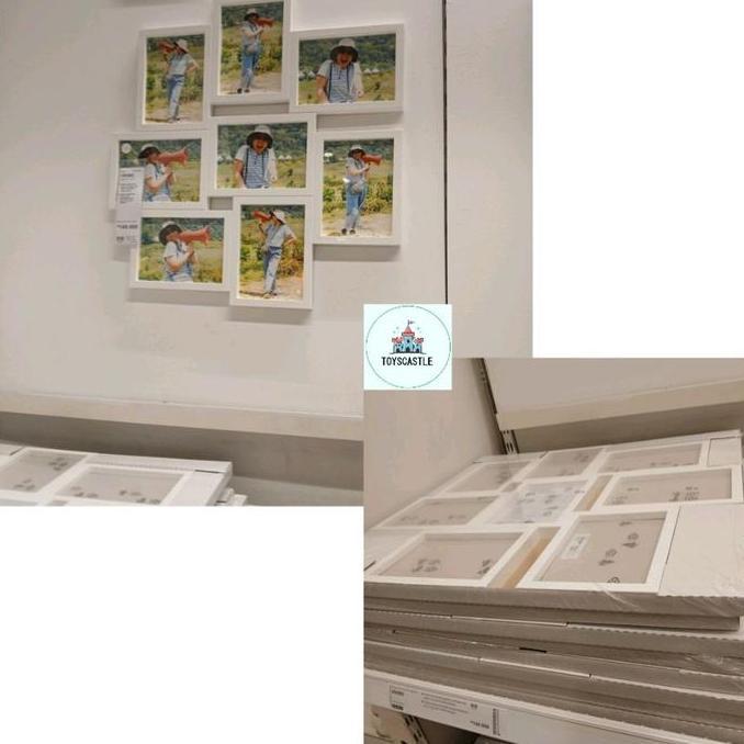 Bingkai kolase 8 foto 4R/5R frame foto muat banyak putih plastik