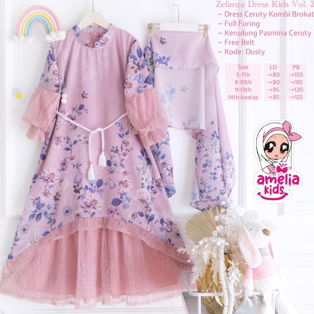 Awet [[ New Arrival ]] Zefanya Tivania Aruna Set Kids Setelan Gamis Lebaran Anak Model Terbaru 2026 