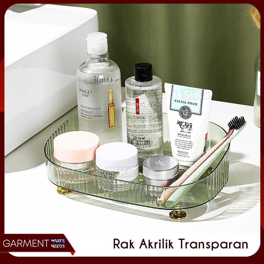 Rak Oval Akrilik Transparan Wadah Tempat Skincare Meja Rias Storage Organiser Stationery Multifungsi