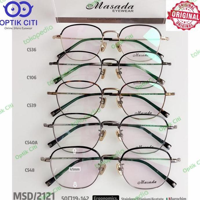 New  Frame Kacamata Pria Wanita Kotak Masada Titanium 2121 Original