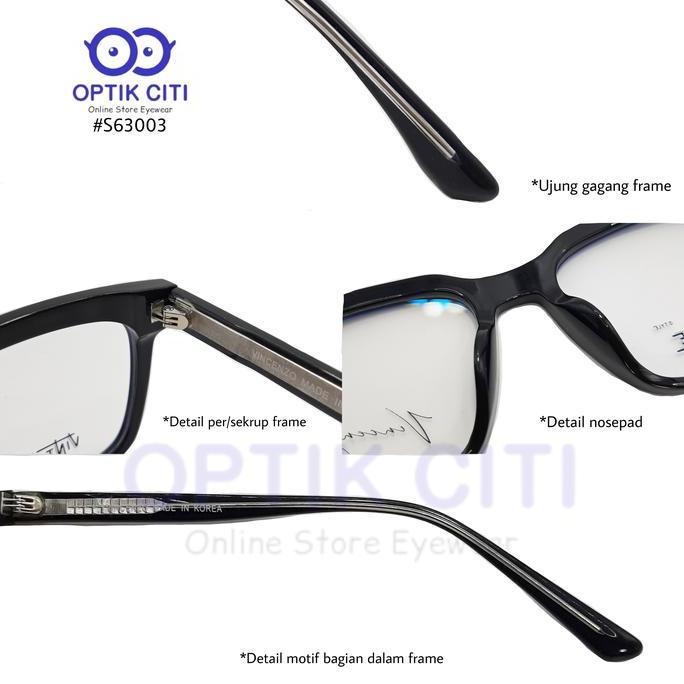 New  frame kacamata pria wanita kotak besar vincenzo vintage 63 32 Original