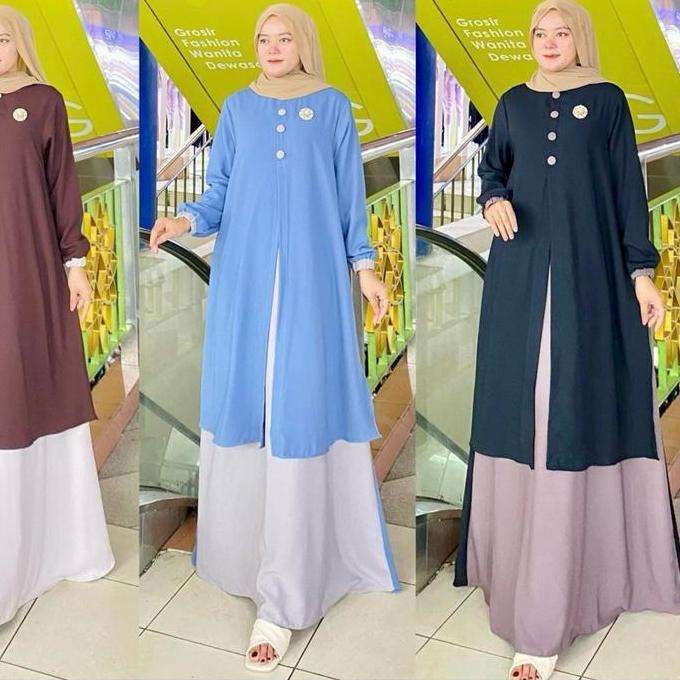 Parling Laris Naura Dress Gamis Polos Premium
