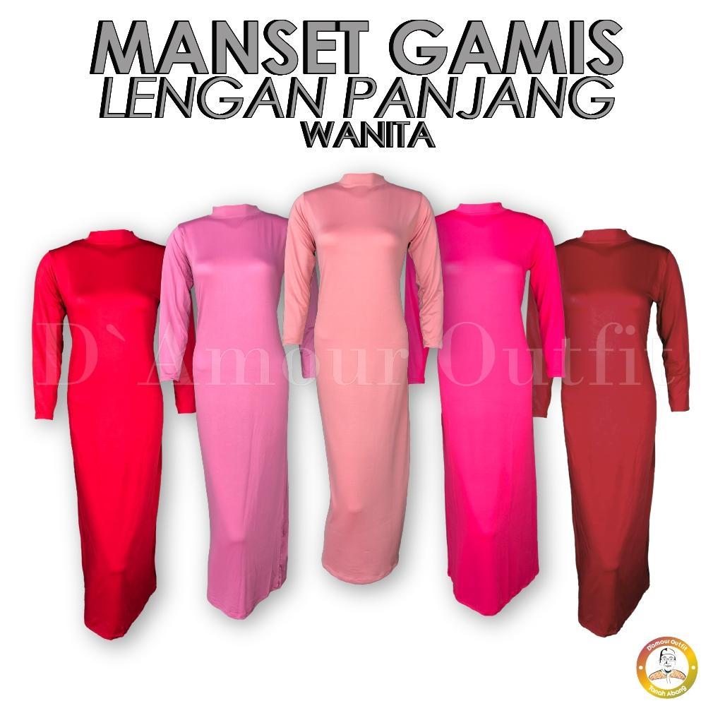 Baju Manset Gamis Tangan Panjang Wanita Kerah Leher Turtle Neck Polos Inner Long Dress Dalaman Gamis