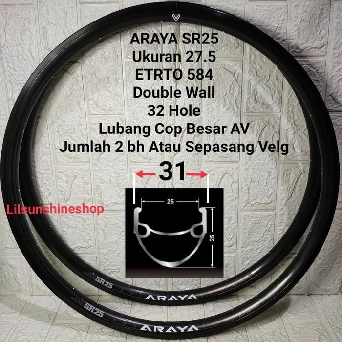 Rim Velg Sepeda 27.5 ARAYA SR25 Lubang 32H Double Wall Ada Brake Line
