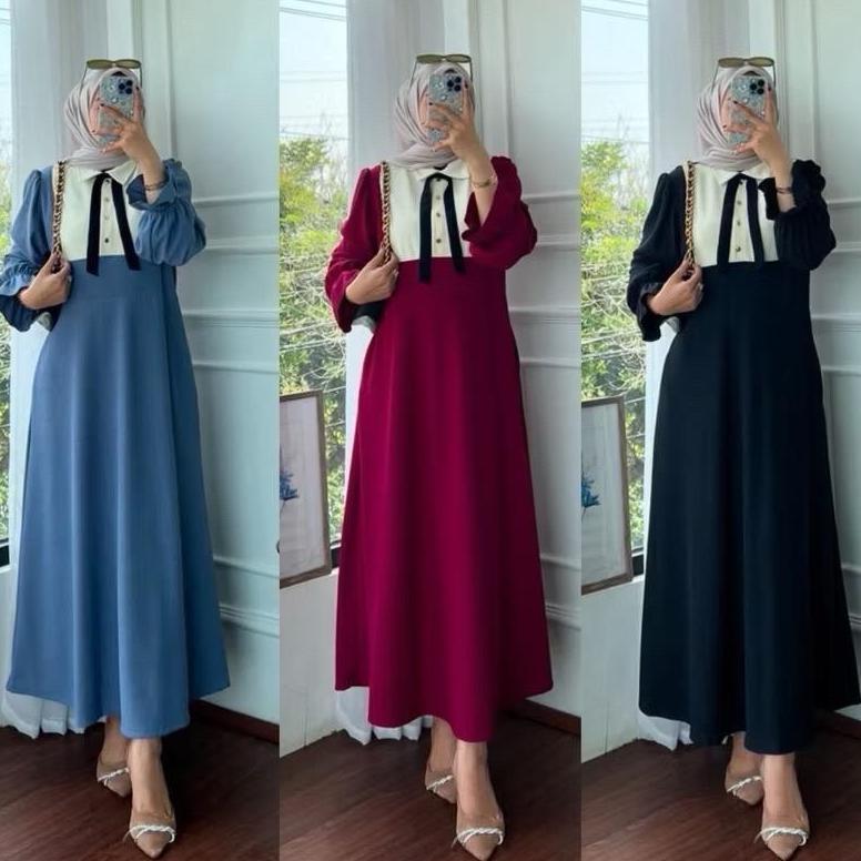 LIYRA GAMIS POLOS KOMBINASI CRINKLE AIRFLOW LD 110 BUSUI FRIENDLY // GAMIS KOMBINASI // GAMIS POLOS 