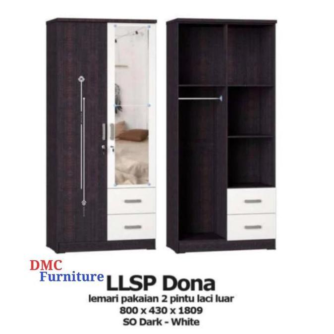 lemari baju putih lemari 2 pintu kaca laci lemari pakaian putih kaca