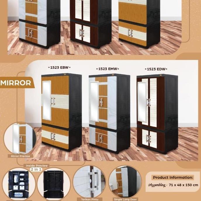 NAIBA - LEMARI MSC NAIBA FIT GANTUNG EBONY  MIRROR plastik furniture  Asli Naiba