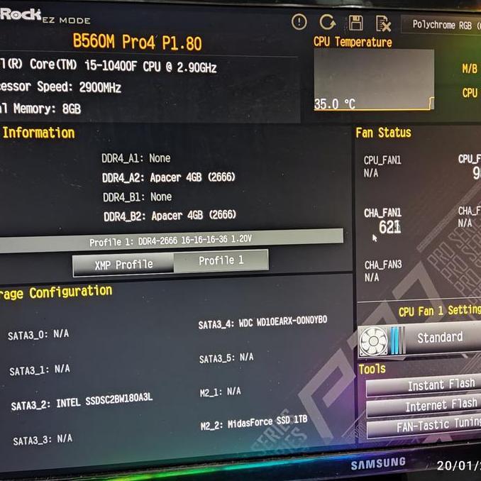 Ram ddr4 8gb 2666 mhz 4x2 dual chanel Apacer Panther GOLD